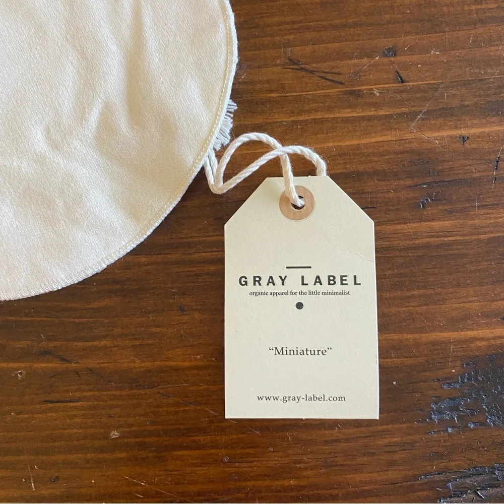 NWT Gray Label Booties 6-12M And Bib Set Cream Baby 100% Organic Cotton